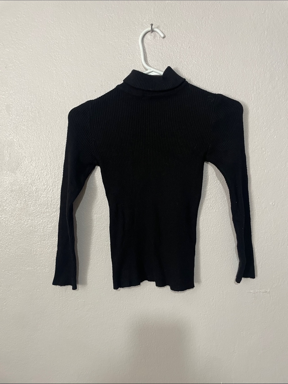 Black Ribbed Mock Neck Long-Sleeve Top